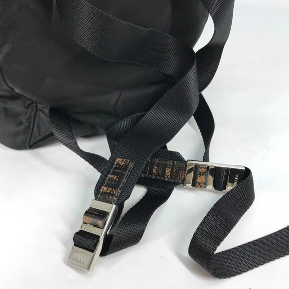 PRADA 1BZ038 triangle logo plate check backpack bag drawstring bag Backpack - Picture 8 of 14